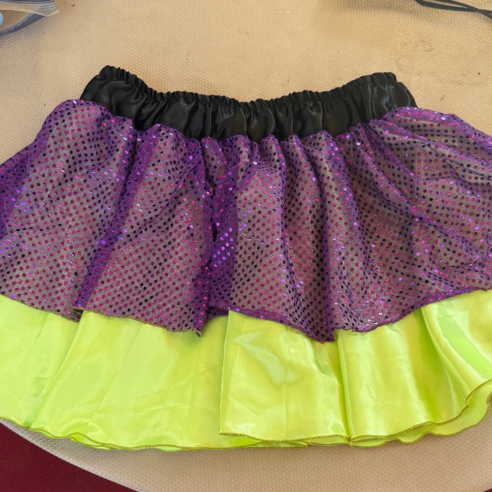Purple and lime green Sequin Skirt